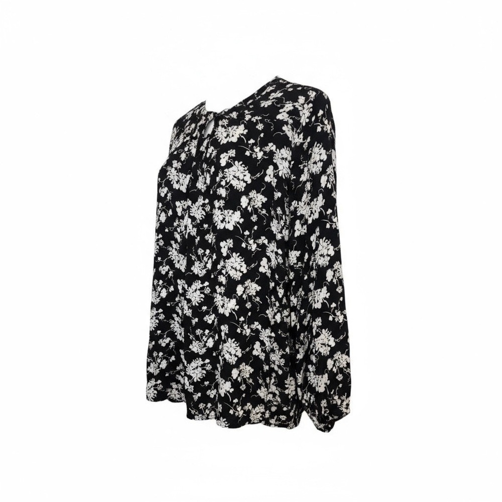 Lane Bryant Black and White Floral Long Sleeve Blouse plus size office goth